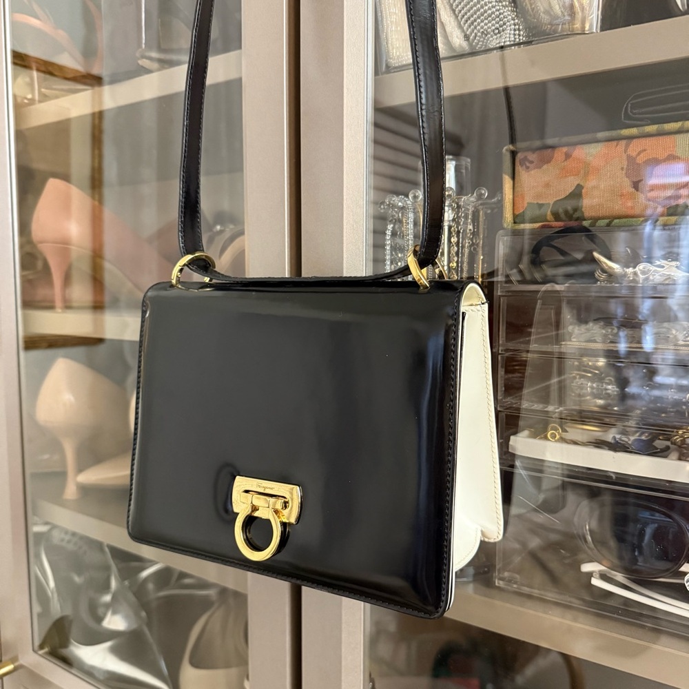 Black and White Ferragamo Crossbody Bag